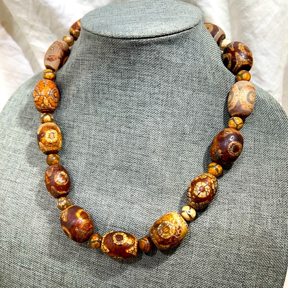 Antique Tribal Glass Beads From Africa. This Unisex Necklace Makes a Sta☑️